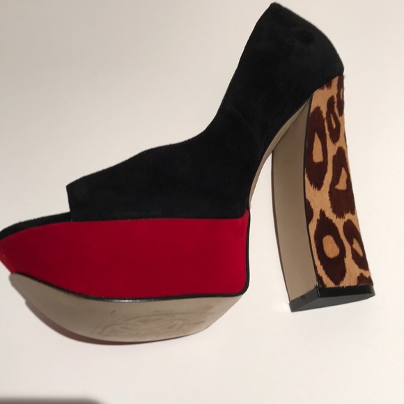 Platform chunky heels. Suede with hair heel (#202) - Picture 5 of 10